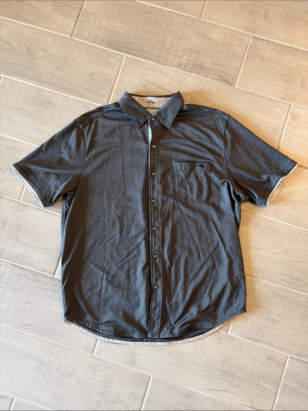 Tommy Bahama Men's Short-Sleeve Button-Down Shirt — Charcoal Gray